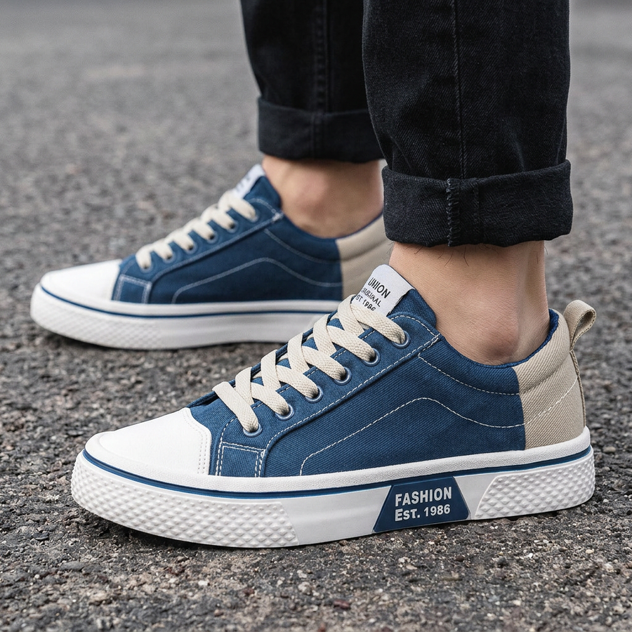 Retroglide - Canvas Court Sneaker with Graphic Sole