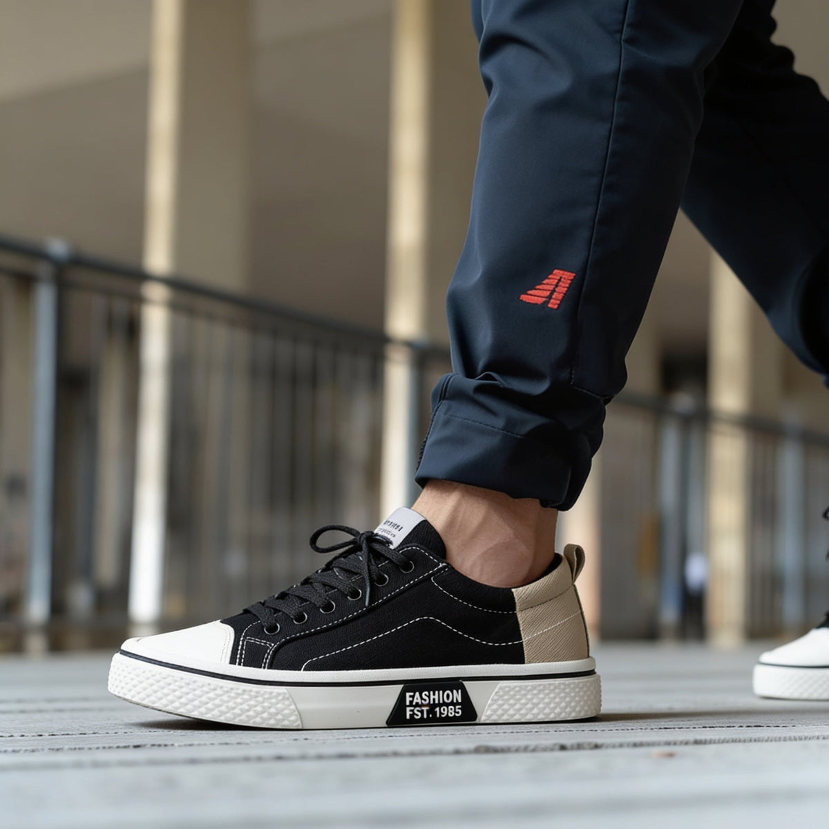 Retroglide - Canvas Court Sneaker with Graphic Sole