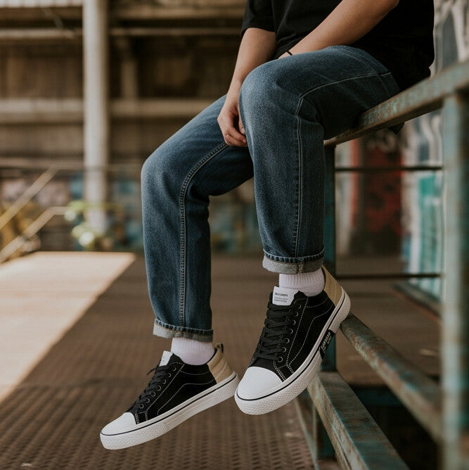 Retroglide - Canvas Court Sneaker with Graphic Sole