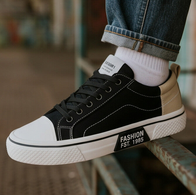 Retroglide - Canvas Court Sneaker with Graphic Sole