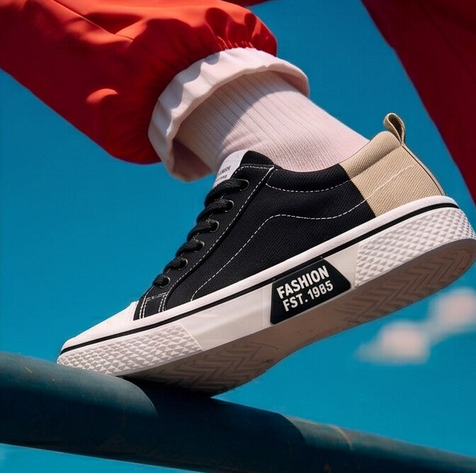 Retroglide - Canvas Court Sneaker with Graphic Sole