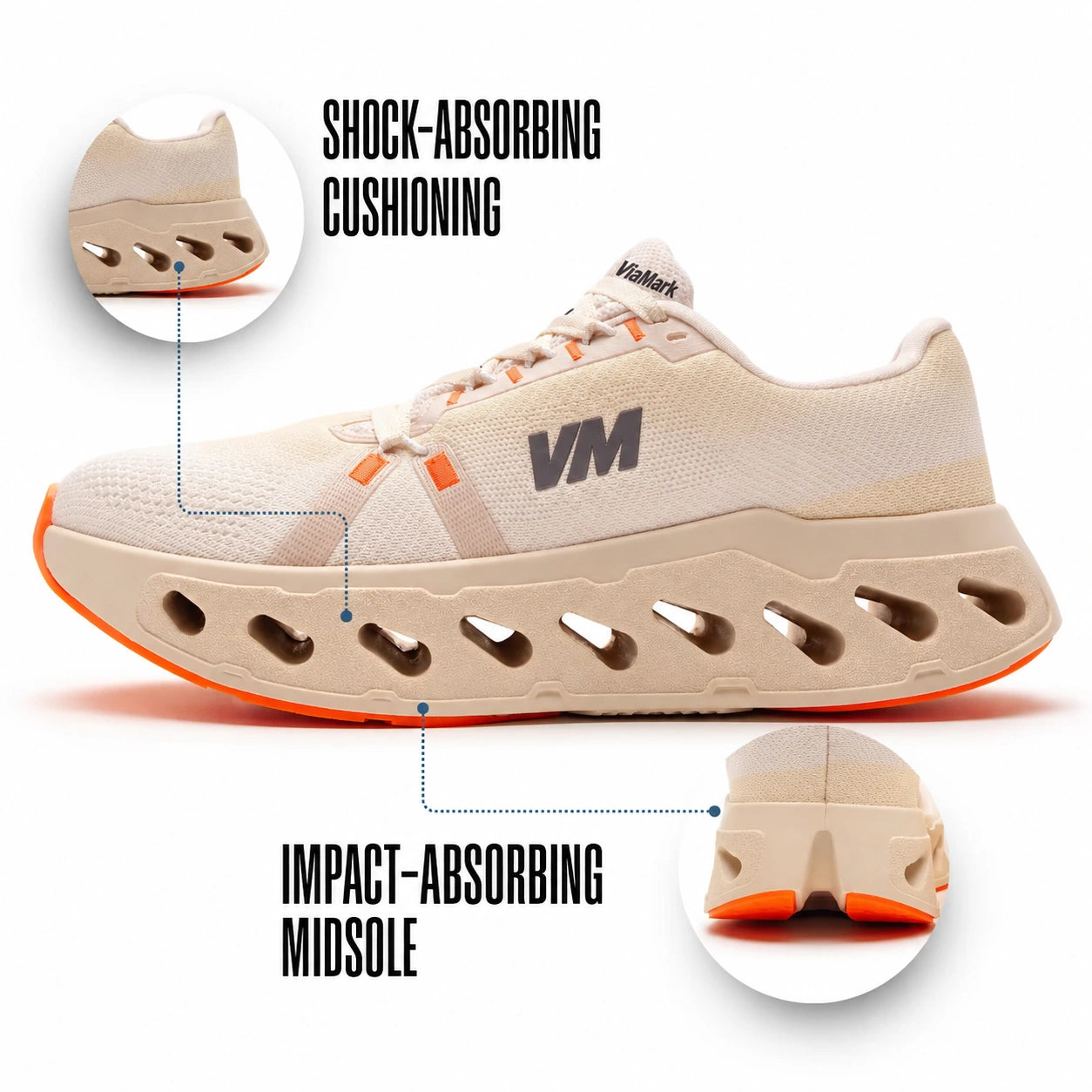 ViaMark dual-layer cushioning and impact-absorbing midsole